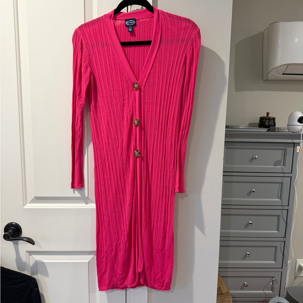 Hot Pink Scoop Women’s Duster Cardigan